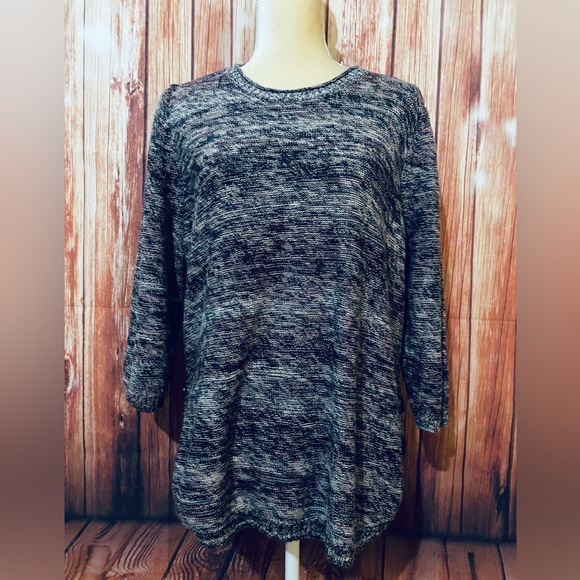 Women’s Large Sweater CJ Banks Purple Multicolored Medium Weight 3/4 Sleeves - Picture 2 of 13